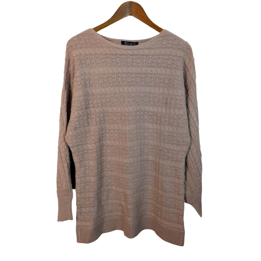 Simplee Mauve Pink Tan Knit Pullover Sweater Mini Dress